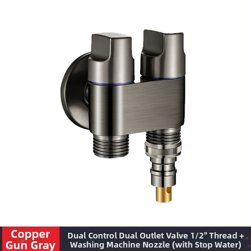 Slavina za perilicu rublja, bakar i nehrđajući čelik, zidna ugradnja, model MIZDZS-01, keramički disk ventil, 4‑točkovno spajanje DN15