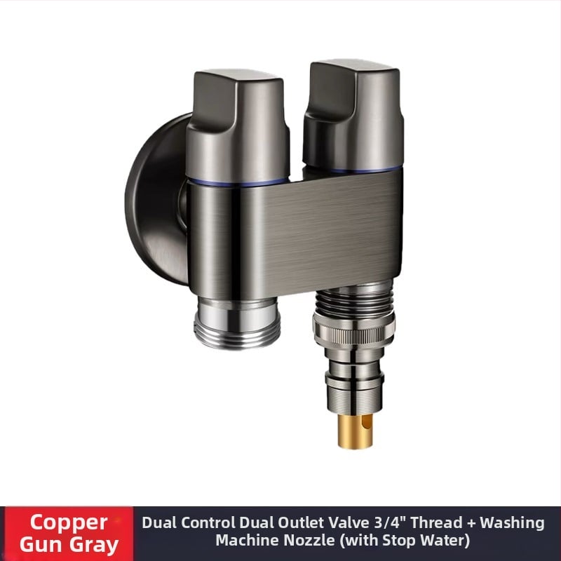 Slavina za perilicu rublja, bakar i nehrđajući čelik, zidna ugradnja, model MIZDZS-01, keramički disk ventil, 4‑točkovno spajanje DN15