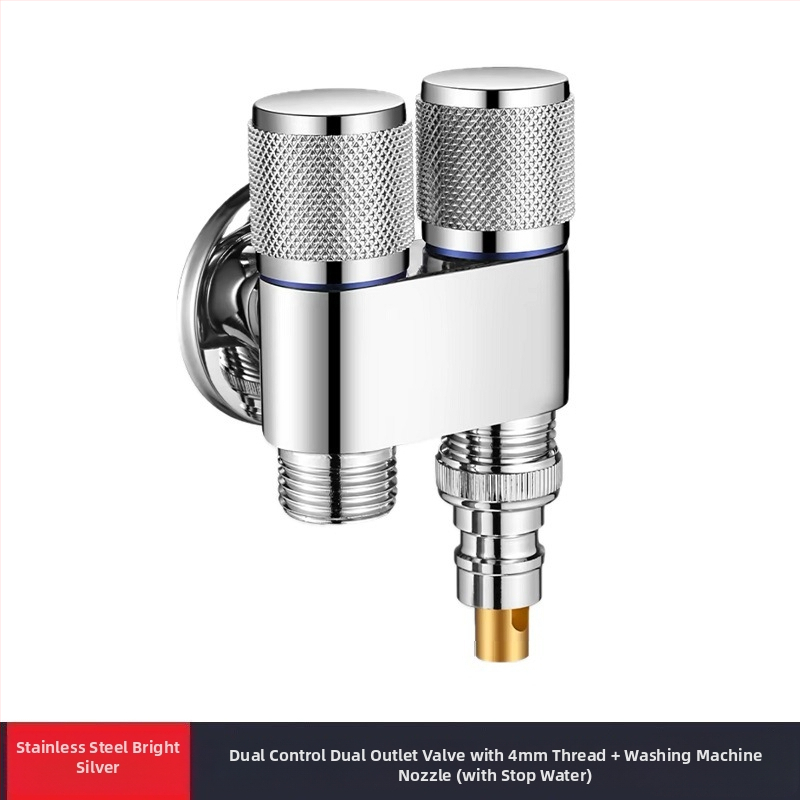 Slavina za perilicu rublja, bakar i nehrđajući čelik, zidna ugradnja, model MIZDZS-01, keramički disk ventil, 4‑točkovno spajanje DN15