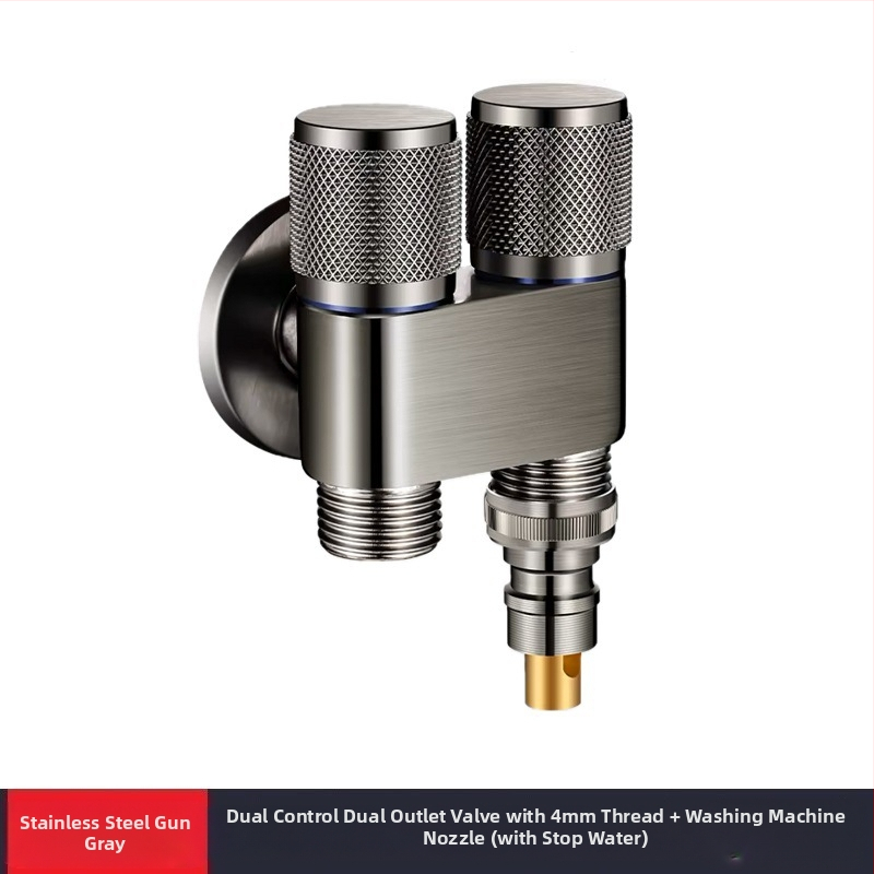 Slavina za perilicu rublja, bakar i nehrđajući čelik, zidna ugradnja, model MIZDZS-01, keramički disk ventil, 4‑točkovno spajanje DN15