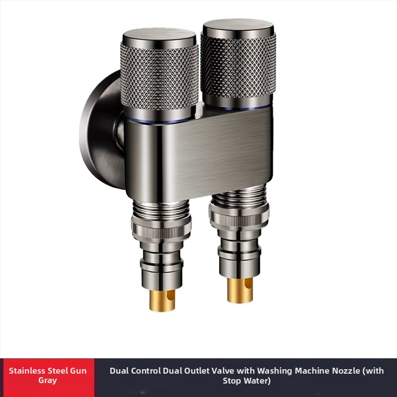 Slavina za perilicu rublja, bakar i nehrđajući čelik, zidna ugradnja, model MIZDZS-01, keramički disk ventil, 4‑točkovno spajanje DN15