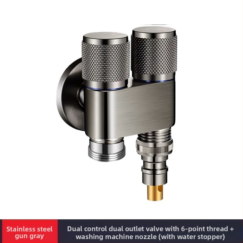 Slavina za perilicu rublja, bakar i nehrđajući čelik, zidna ugradnja, model MIZDZS-01, keramički disk ventil, 4‑točkovno spajanje DN15