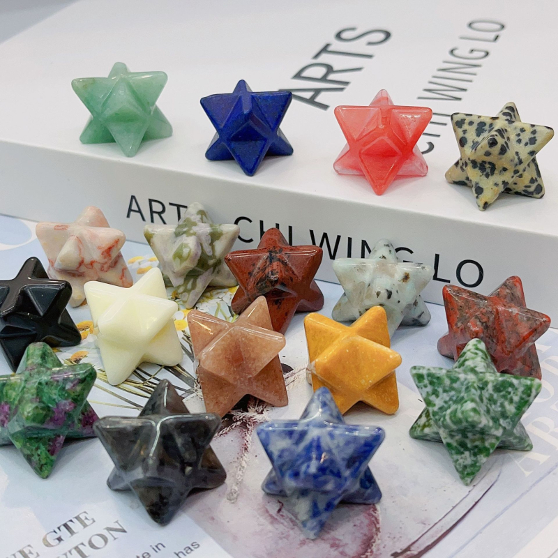 Κρυστάλλινο κολιέ-φυλαχτό Merkaba Αστέρι του Δαβίδ, λεία επιφάνεια, τοτέμ μοτίβο, στυλ φρέσκο και γλυκό, μάρκα Shenglong