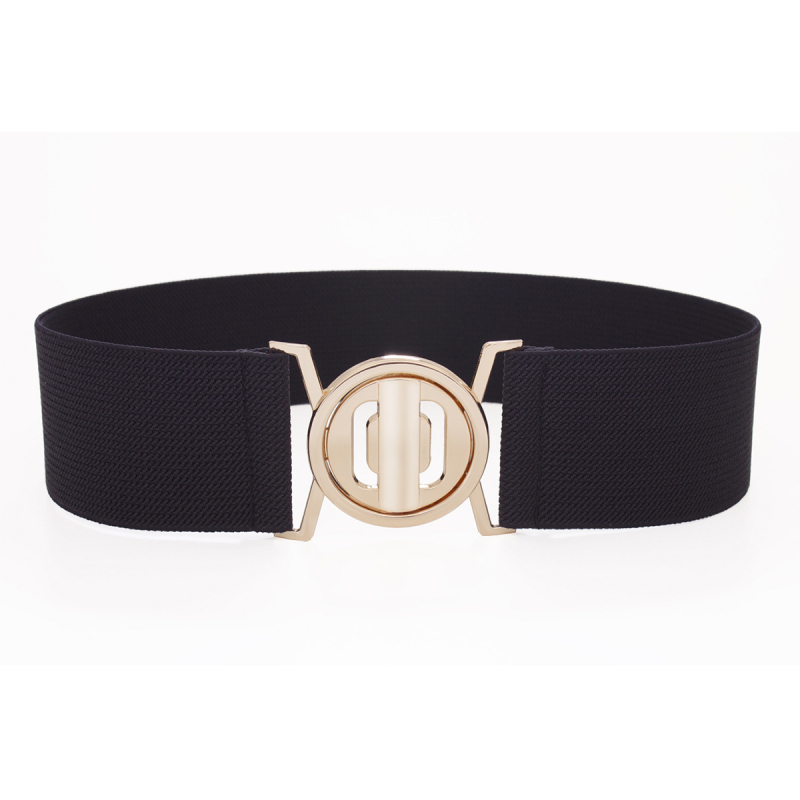 Sieviešu elastīgā josta ar sakausējuma sprādzi, neilons, platums virs 4 cm, aizdare ar pogu