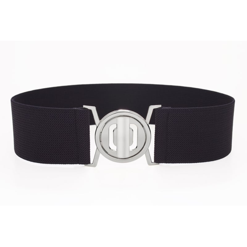 Γυναικεία ελαστική ζώνη με αγκράφα από κράμα, νάιλον, πλάτος 4 cm, κούμπωμα με κουμπί