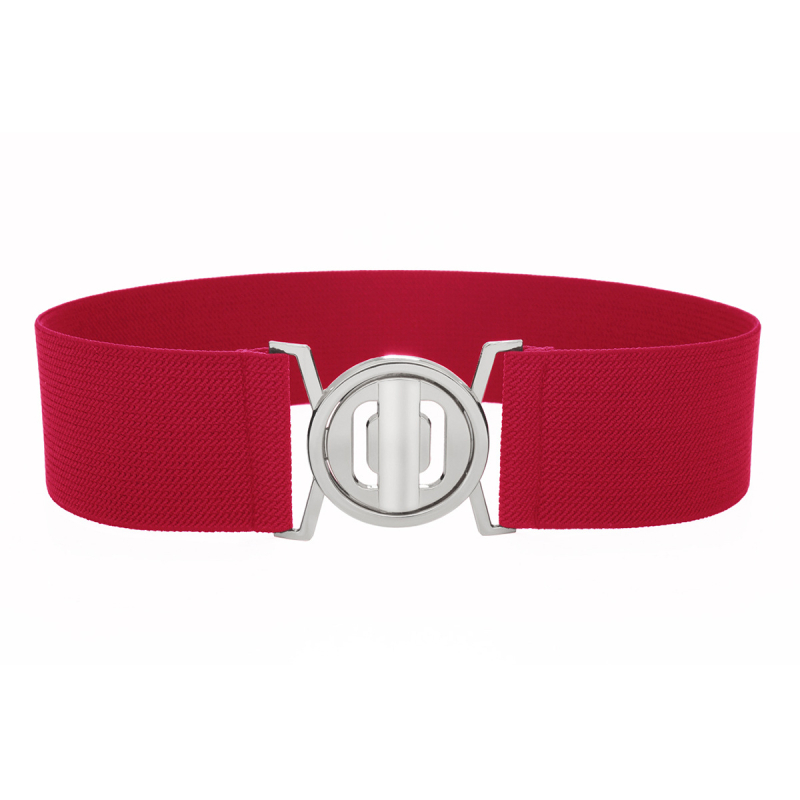 Γυναικεία ελαστική ζώνη με αγκράφα από κράμα, νάιλον, πλάτος 4 cm, κούμπωμα με κουμπί