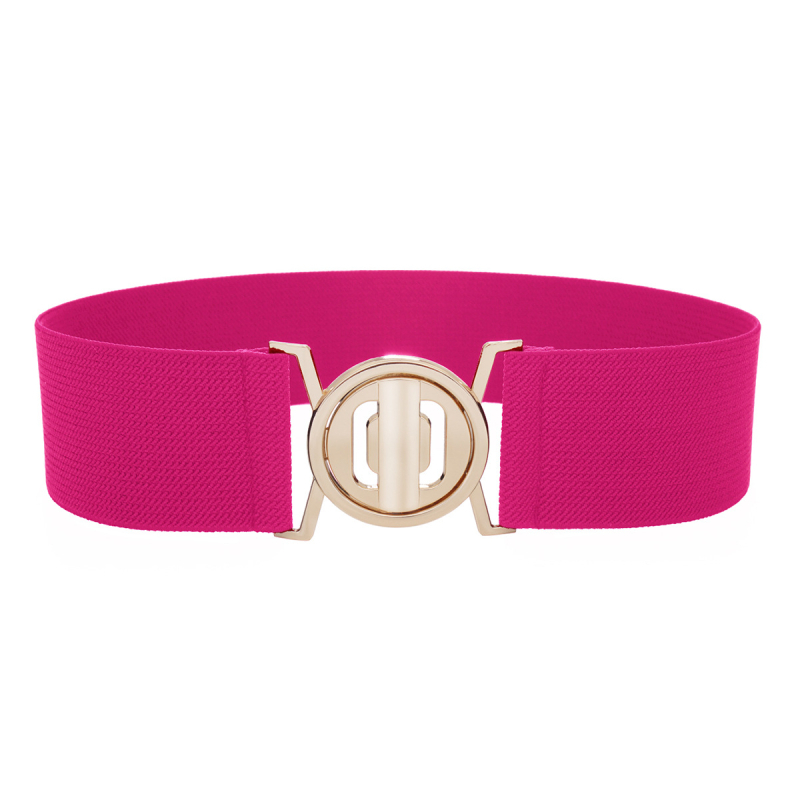 Γυναικεία ελαστική ζώνη με αγκράφα από κράμα, νάιλον, πλάτος 4 cm, κούμπωμα με κουμπί