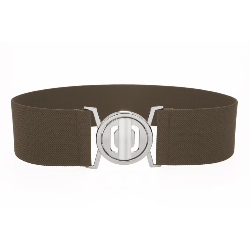 Γυναικεία ελαστική ζώνη με αγκράφα από κράμα, νάιλον, πλάτος 4 cm, κούμπωμα με κουμπί