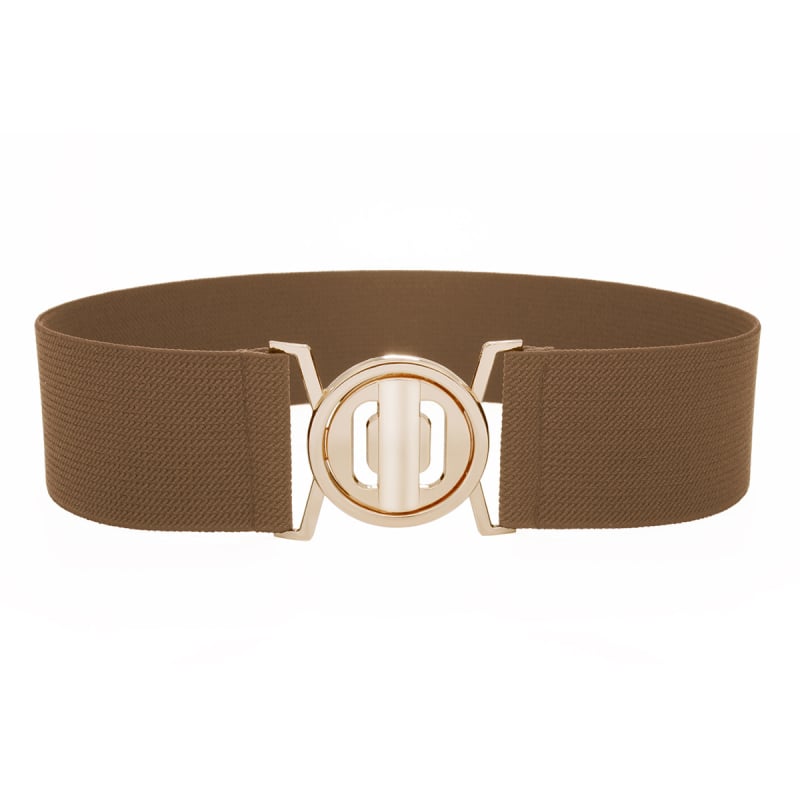 Γυναικεία ελαστική ζώνη με αγκράφα από κράμα, νάιλον, πλάτος 4 cm, κούμπωμα με κουμπί