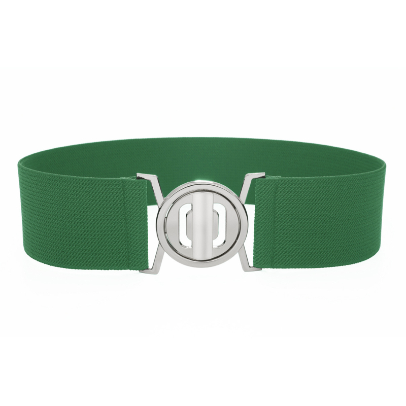 Γυναικεία ελαστική ζώνη με αγκράφα από κράμα, νάιλον, πλάτος 4 cm, κούμπωμα με κουμπί