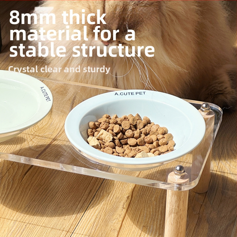 Keramická miska pre mačky, dvojmisa, s vysokým podstavcom, proti nárazu