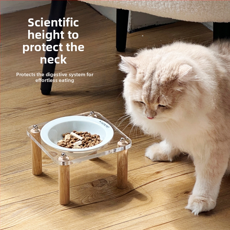 Keramická miska pre mačky, dvojmisa, s vysokým podstavcom, proti nárazu