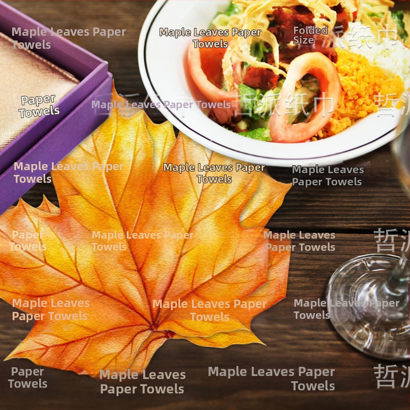 Салфетка за детски партита с форма на кленов лист, 2-пластова, 20 листа, virgin дървесна пулпа, първокласно качество, възможност за печат на лого