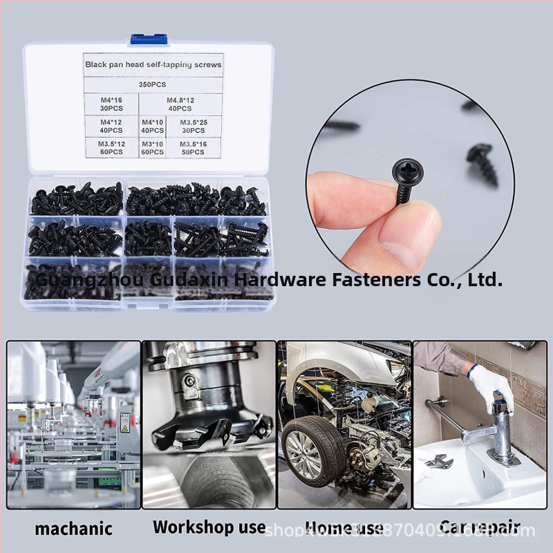 350 броя набор от самонарезни винтове с кръгла глава, карбонова стомана, клас А, стандарт GDX0035