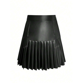 Πλισέ φούστα μήκους αστραγάλου, χαλαρή γραμμή, vintage στυλ, βαμβάκι-CVC ύφασμα