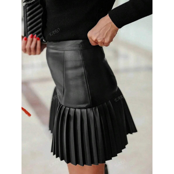 Πλισέ φούστα μήκους αστραγάλου, χαλαρή γραμμή, vintage στυλ, βαμβάκι-CVC ύφασμα