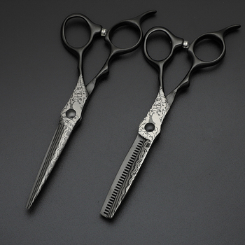 Ψαλίδια κομμωτικής, μαύρα, λεπίδα 6.0, για ίσια φράντζα, δόντια χωρίς κενά, κόψιμο για αποξήρανση