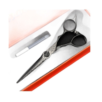 Ψαλίδια κομμωτικής, μαύρα, λεπίδα 6.0, για ίσια φράντζα, δόντια χωρίς κενά, κόψιμο για αποξήρανση