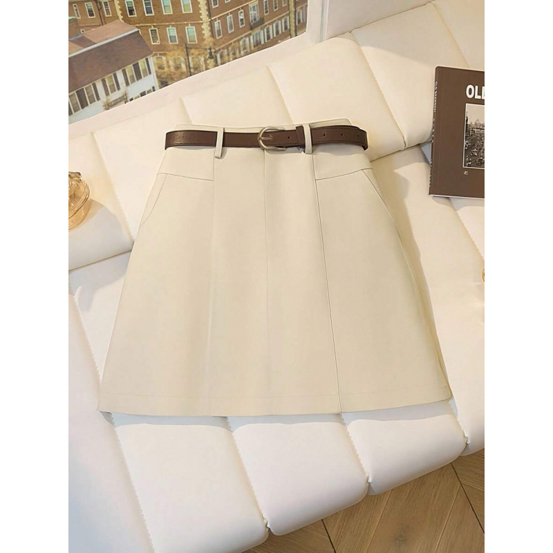 A līnijas mini svārki, dabiski krāsota kokvilna CVC audums, ikdienas retro stils, brīvs griezums, neliela elastība, pavasaris 2022