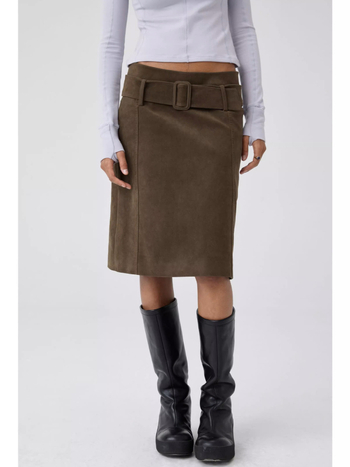 Φούστα Α-γραμμής, μεσαίου μήκους, μονόχρωμο μοτίβο, πολυεστερική ύφανση, καθημερινό ιαπωνο-κορεατικό στυλ