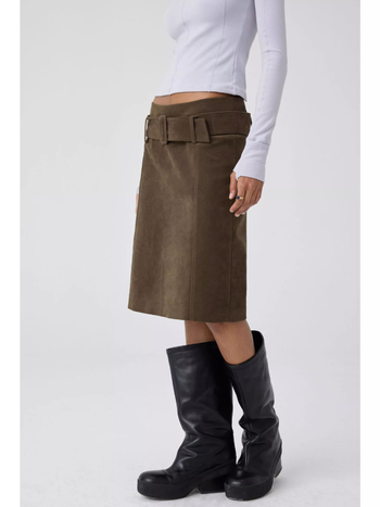 Φούστα Α-γραμμής, μεσαίου μήκους, μονόχρωμο μοτίβο, πολυεστερική ύφανση, καθημερινό ιαπωνο-κορεατικό στυλ