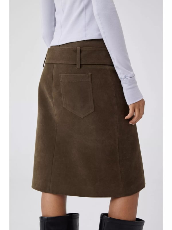 Φούστα Α-γραμμής, μεσαίου μήκους, μονόχρωμο μοτίβο, πολυεστερική ύφανση, καθημερινό ιαπωνο-κορεατικό στυλ