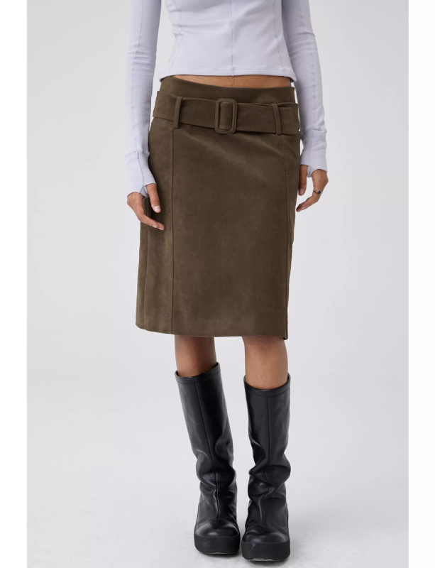 Φούστα Α-γραμμής, μεσαίου μήκους, μονόχρωμο μοτίβο, πολυεστερική ύφανση, καθημερινό ιαπωνο-κορεατικό στυλ