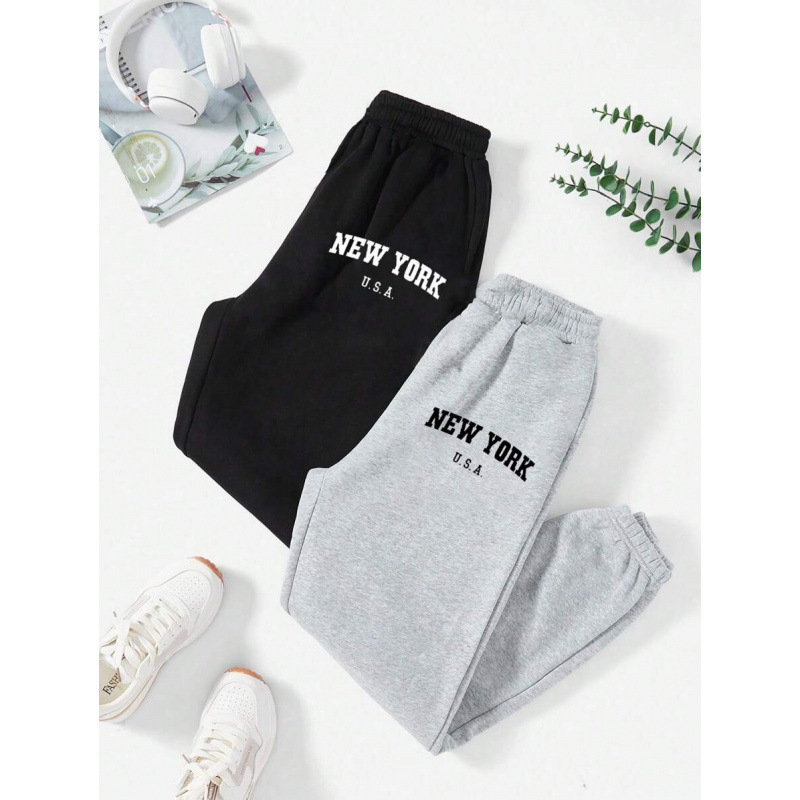 Sporta bikses ar burtiem, elastīga josta, brīvs griezums, 9/10 garums, CVC kokvilnas maisījums, retro stils