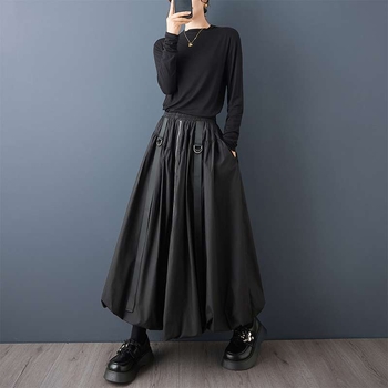 Γυναικεία φούστα Bud Skirt με ψηλή μέση και 3D διακόσμηση από ραφές | Μακριά φούστα, μίξη βαμβακιού-πολυεστέρα