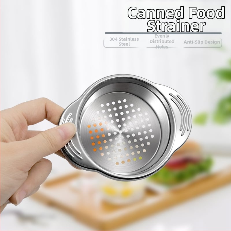 Konzervszűrő rozsdamentes acélból, 304-as, fülekkel és törmelék-szűrővel – modern minimál dizájn