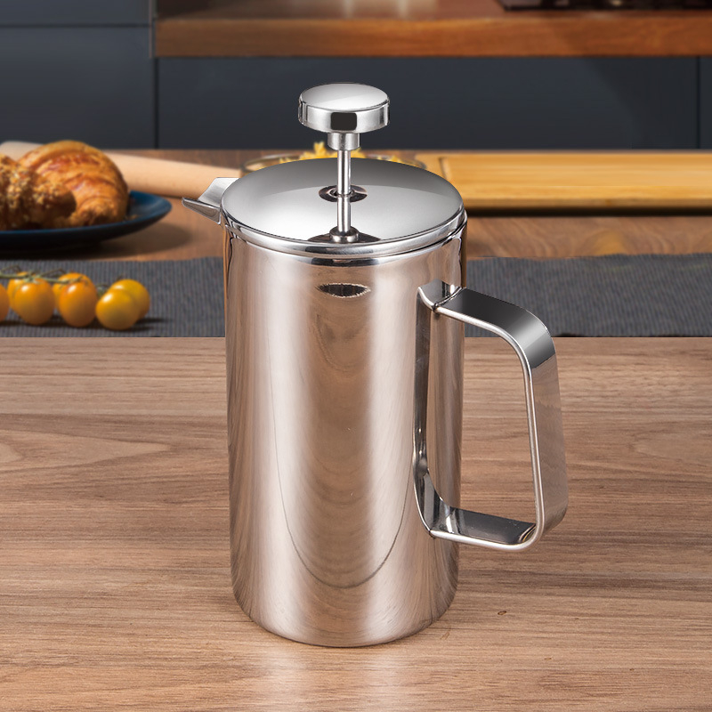 Presă franțuzească din oțel inoxidabil 304, pereți dubli izolați, aparat pentru cafea și ceai