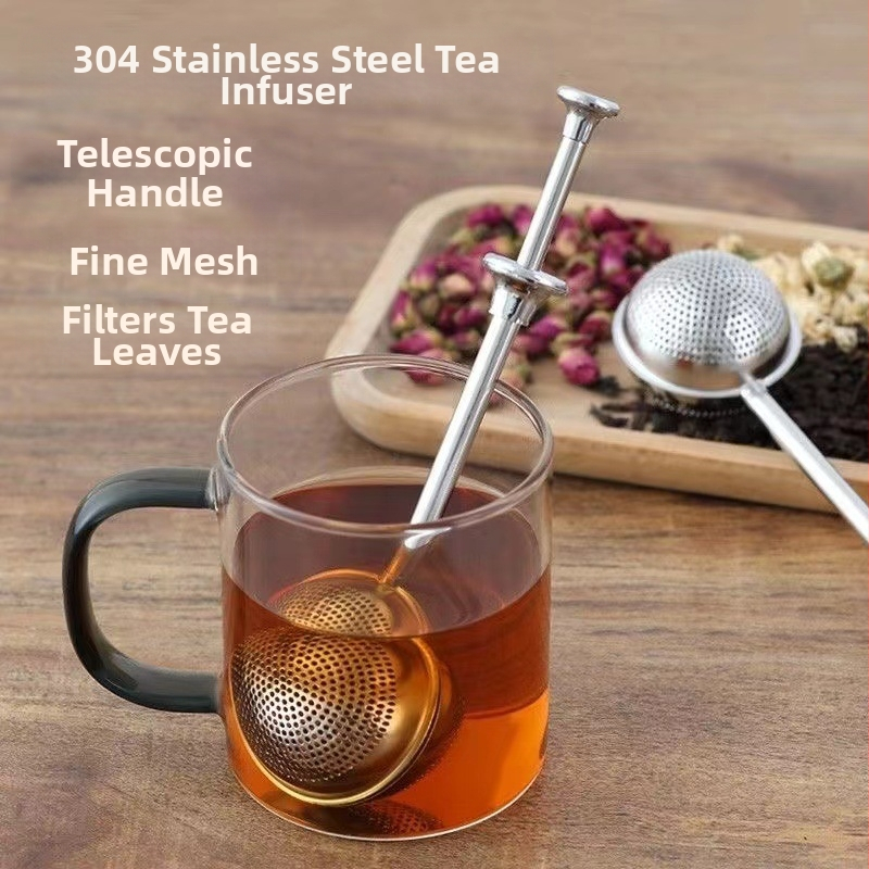 Инфузер за чай - неръждаема стомана - Misty frost - Телескопична чайна топка с голям и малък отвор - Прост стил