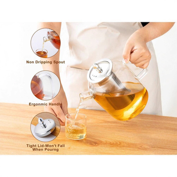 Prozirni stakleni čajnik s odvojnikom čaj-voda, kućna boca za hladnu vodu, višefunkcionalan