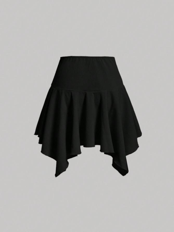 Kratka suknja s vezanjem i nejednakim rubom (Uzorak: jednobojna; Tkanina: poliester; Glavni sastav: 95% poliester; Drugi glavni sastav: spandex; Stil suknje: nejednak)