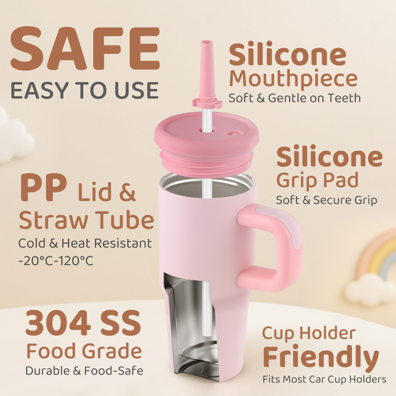 Āra izolētā krūze ar rokturi — iekšējā 304 nerūsējošā tērauda, ārējā 201 nerūsējošā tērauda, PP materiāls, 0–6 stundu izolācija, pārnēsājama