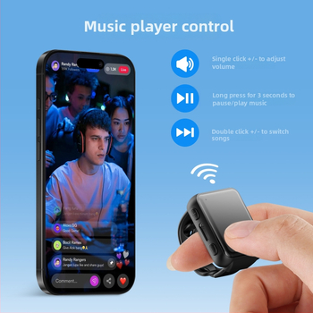 Bluetooth пръстен за телефон с дистанционно управление BW906, ABS, Bluetooth 5.3, 6 g
