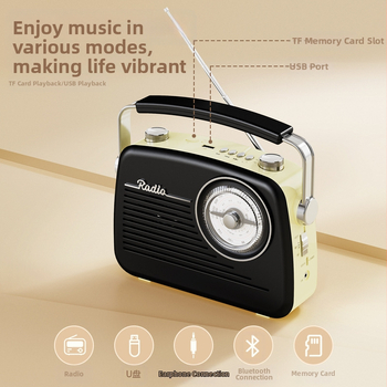 MG003 Ραδιόφωνο Bluetooth πλήρους ζώνης για ηλικιωμένους — διεπαφή USB, ενσωματωμένα ηχεία, μονo ήχος, 5V/220mW