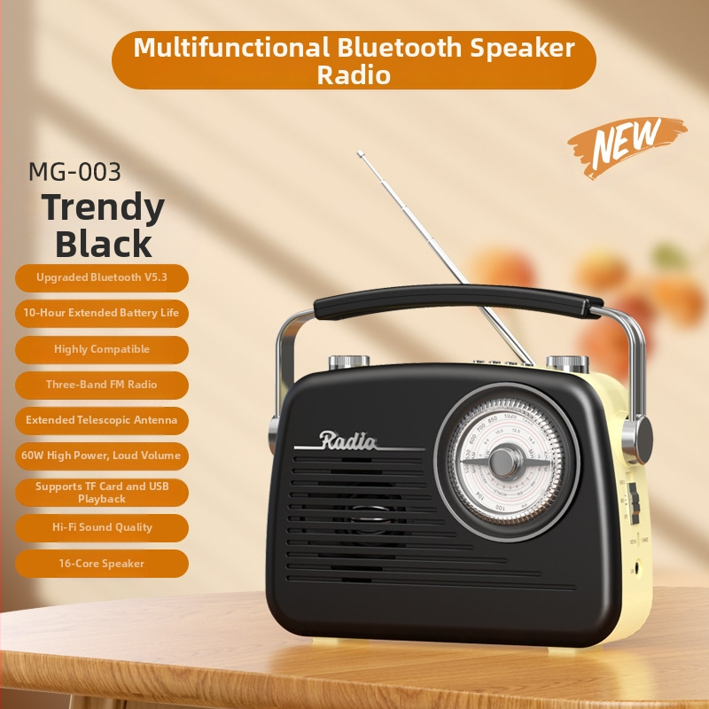 MG003 Bluetooth radio s punim opsegom za starije osobe — USB sučelje, ugrađeni zvučnici, mono zvuk, 5V, 220 mW