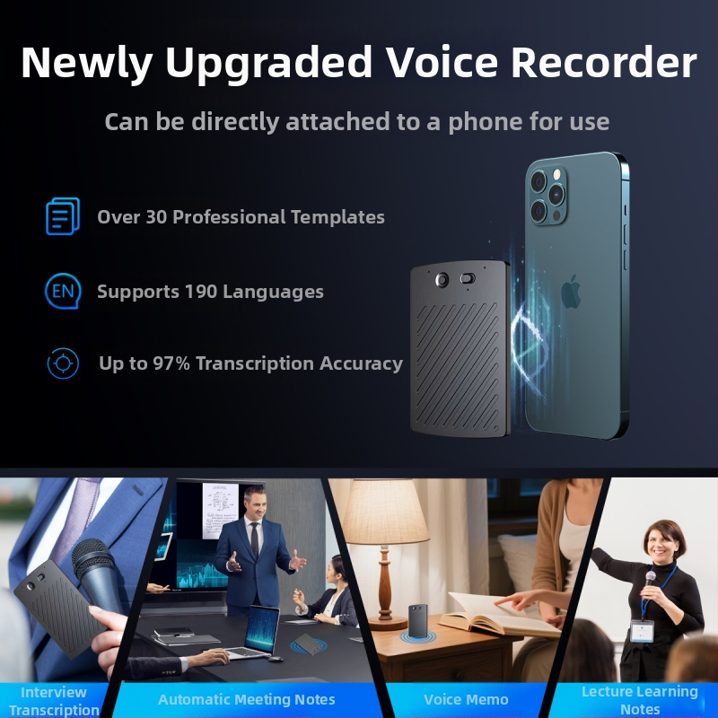 AI записваща писалка за професионално записване — преносима, неутрален бранд, време за запис: 50