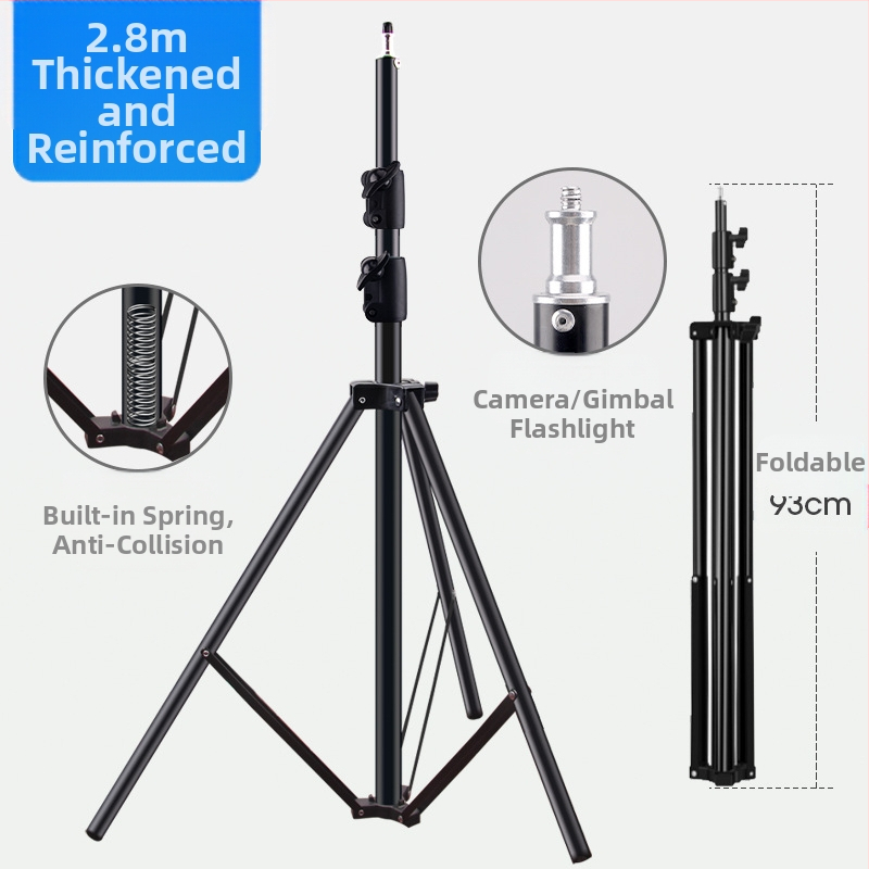 Алуминиева светлинна стойка за фотография, носеща товар 5 кг, височина 2,8 м, диаметър на тръбата 30 мм, 3 секции, подходяща за лайв стрийминг
