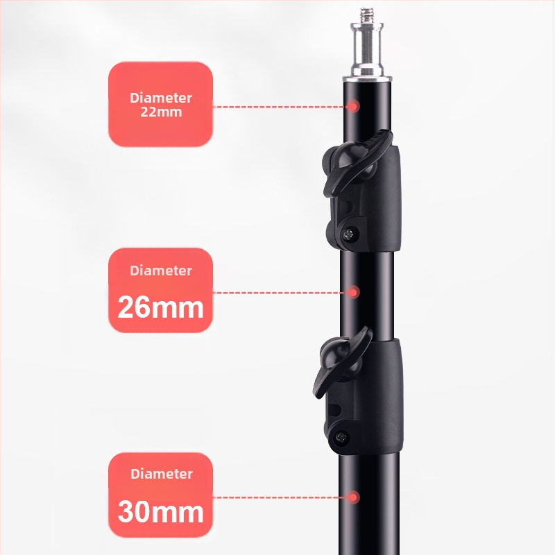 Алуминиева светлинна стойка за фотография, носеща товар 5 кг, височина 2,8 м, диаметър на тръбата 30 мм, 3 секции, подходяща за лайв стрийминг