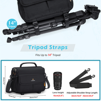 Τσάντα για κάμερα Urban Minimalist στυλ, ύφασμα Oxford, άνοιγμα με φερμουάρ, εσωτερική διάταξη: θήκη τηλεφώνου και θήκη με φερμουάρ, εξωτερική θήκη 3D