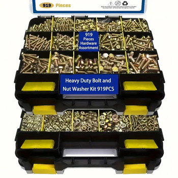 Βίδες εξωτερικού εξάγωνου DIN933, σετ κουτί 919 τεμ., χάλυβας άνθρακα, 8.8 κατηγορία, επίχρωμη επίστρωση ψευδάργύρου