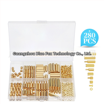 Blue Fox bakreni šestero-kutni distančeri za kućište i matičnu ploču, 280 kom, klasa A, GB900-88, bakar i bakrene legure