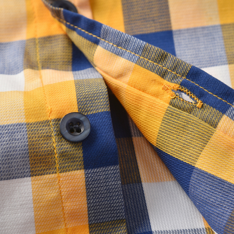 Cămașă pentru copii cu mâneci scurte, model în carouri, guler rever, 80% bumbac, finisaj moale