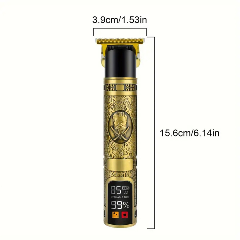 Uzlādes USB matu griezējs ar birstmotoru, nerūsējoša tērauda asmeņi, troksnis 36–45 dB, darbības laiks 1–3 stundas, iekšēja akumulatora jauda 1000–1200 mAh