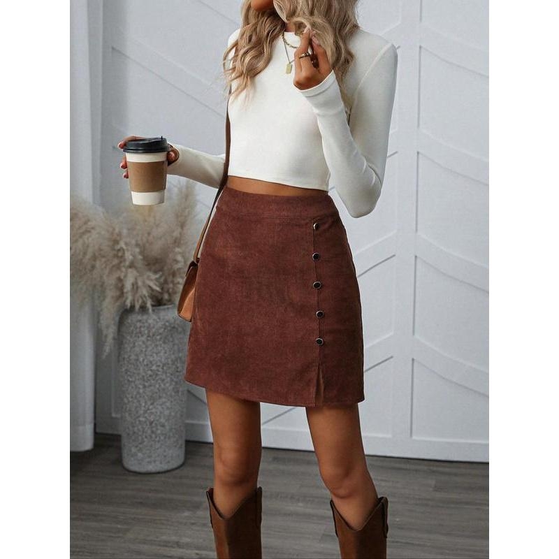 Suknja od korduroja – sadržaj od lana; Šifra proizvoda zk1731316975939260748; Prekogranični izvoz