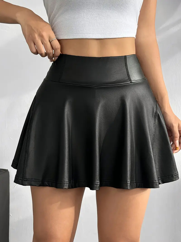 Pusgaruma svārki ar kabatām, īss garums, poliestera-PU maisījums, vienkrāsains