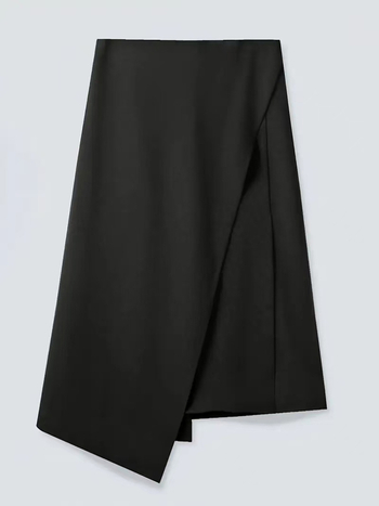 Неравна пола миди, смес полиестър и еластан, неразтеглива материя, дизайн с колажни панели, Европо-американски уличен стил