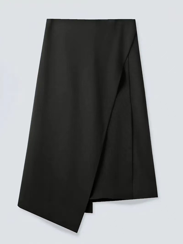 Neparasta midi svārki, poliestera-elastāna maisījums, neslīdīgs materiāls, kolāžas šuve/izpilde, euro-amerikas ielu stils